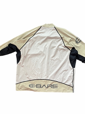 BARE Men’s Rash guard Tan Black 3/4 Sleeve UPF+ Shirt Measures XL-no tags